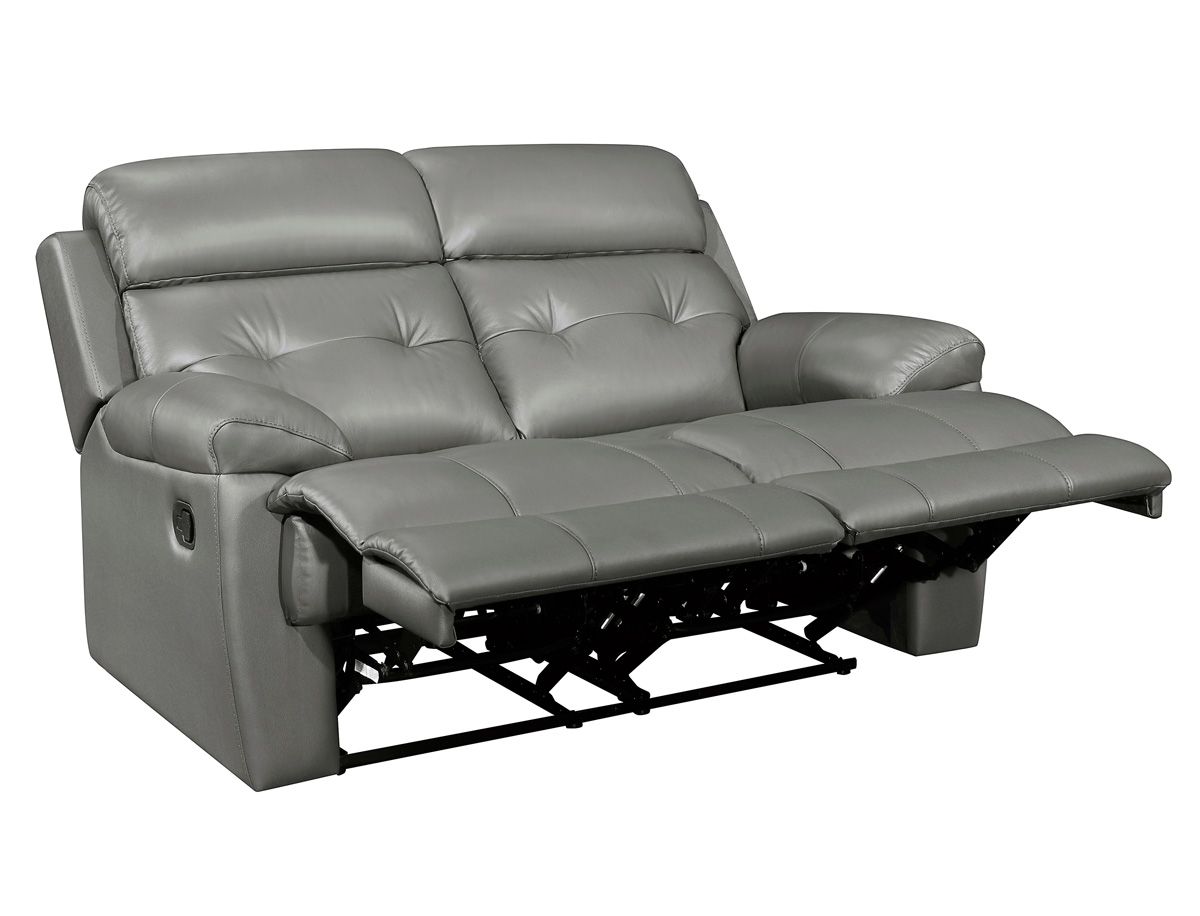 Astronaut Grey Leather Recliner Loveseat Open