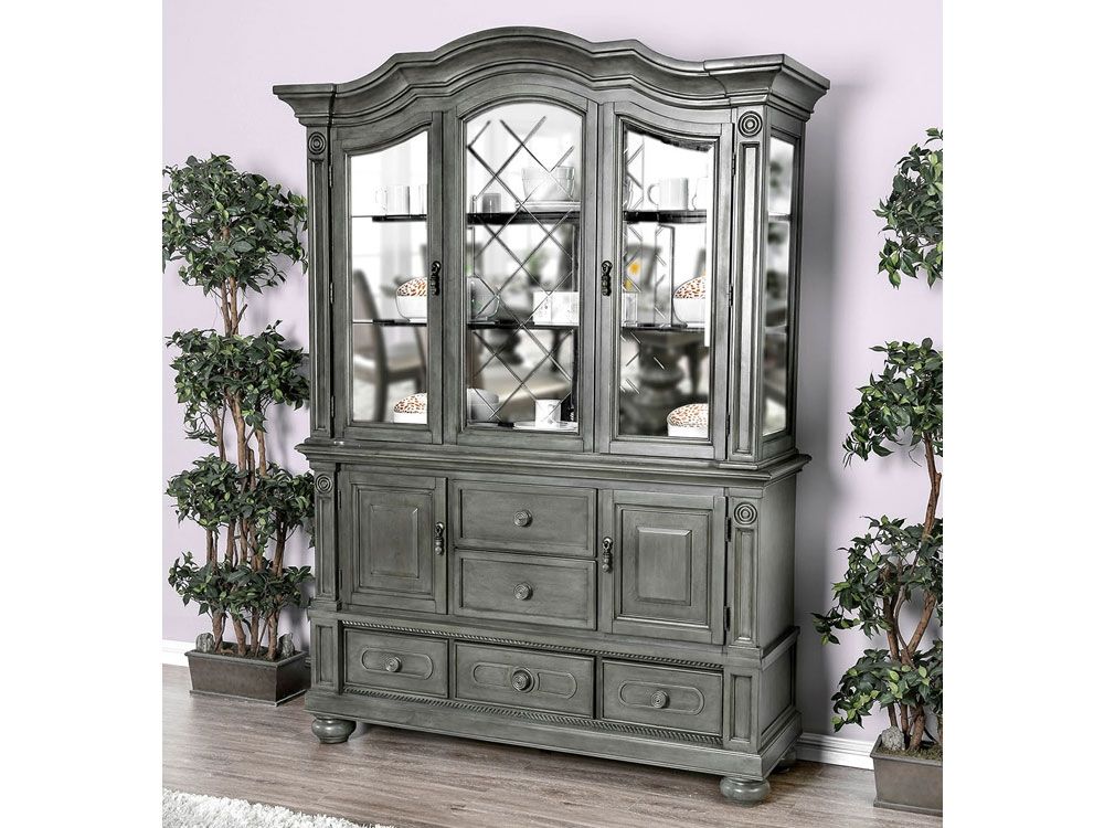 Athens Gray Finish China Cabinet,Athens Gray Finish Side Chairs,Athens Dining Table Pedestal Base,Athens Dining Table With Extension,Athens Traditional Style Dining Table Set