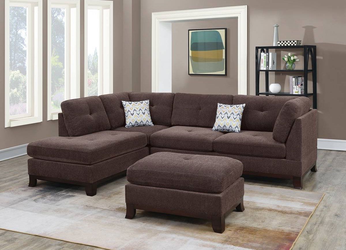 Audrey Dark Coffee Chenille Sectional Set