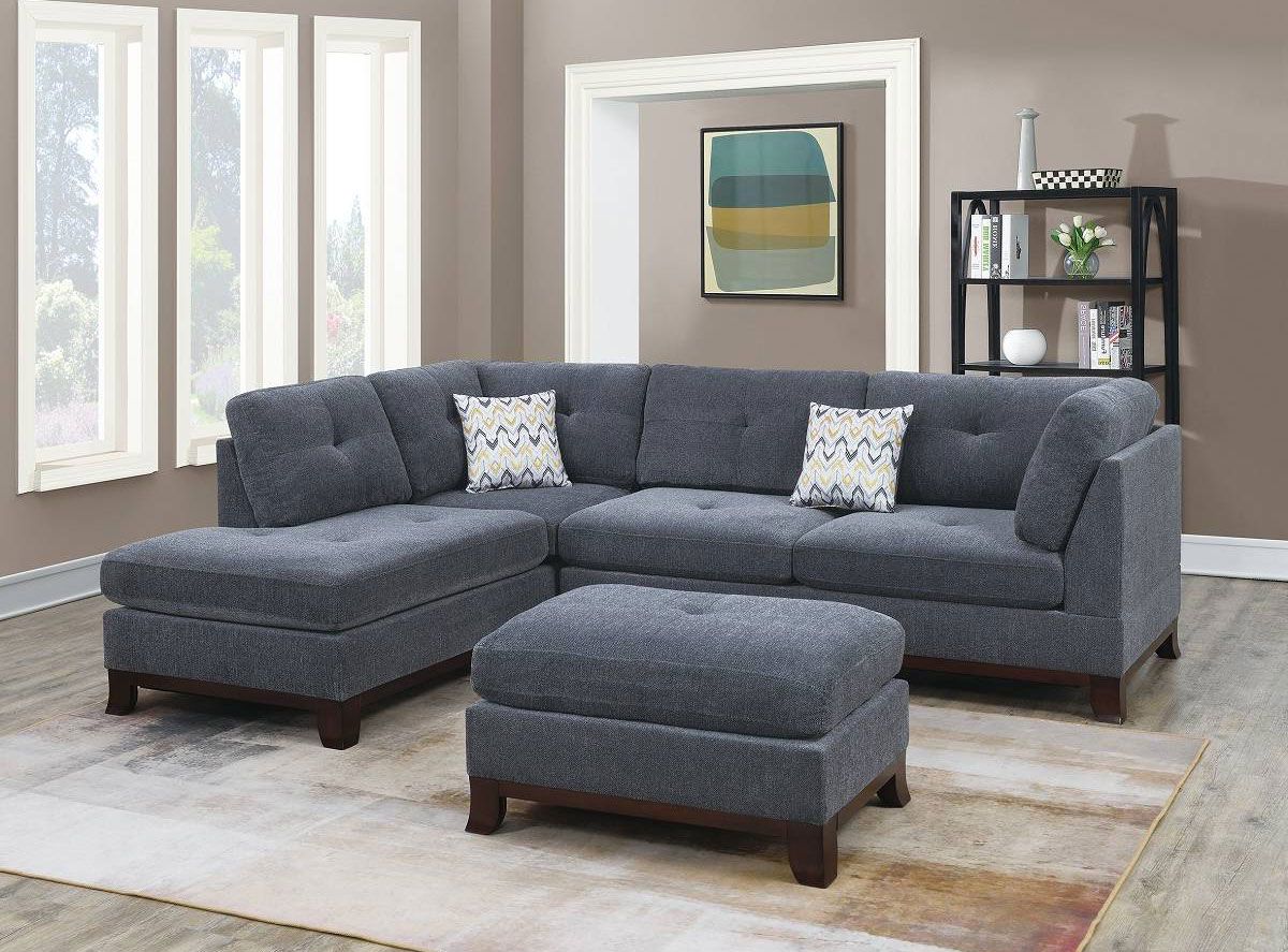 Audrey Reversible Sectional Set Grey Chenille