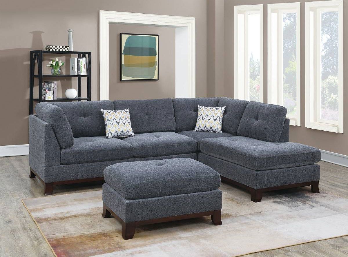 Audrey Modern Sectional Set Grey Chenille