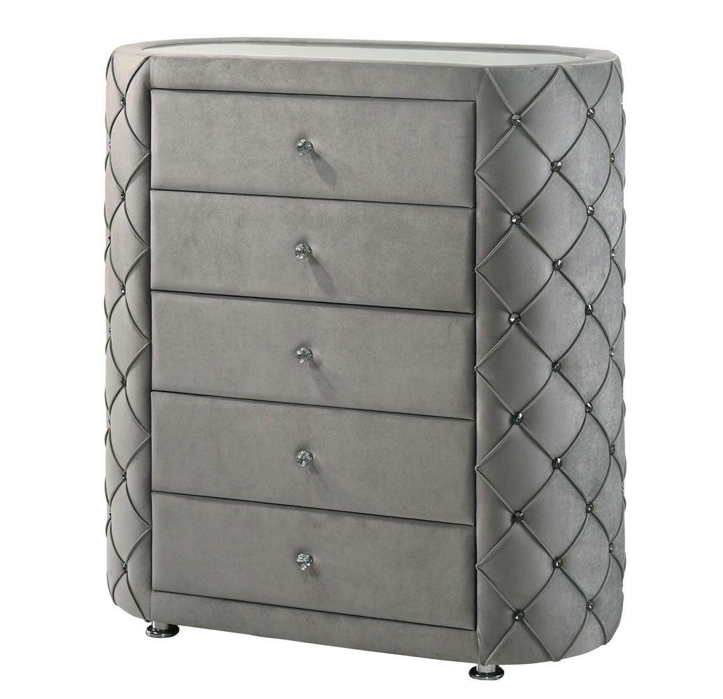 Augustine Court Grey Velvet Chest