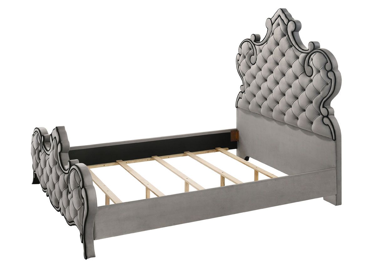 Augustine Court Grey Velvet Bed