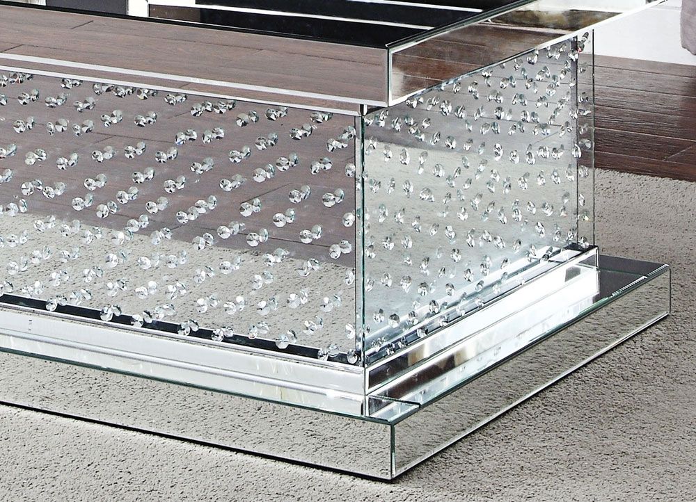 Aurora Crystal Accented Coffee Table,Aurora Mirrored Coffee Table