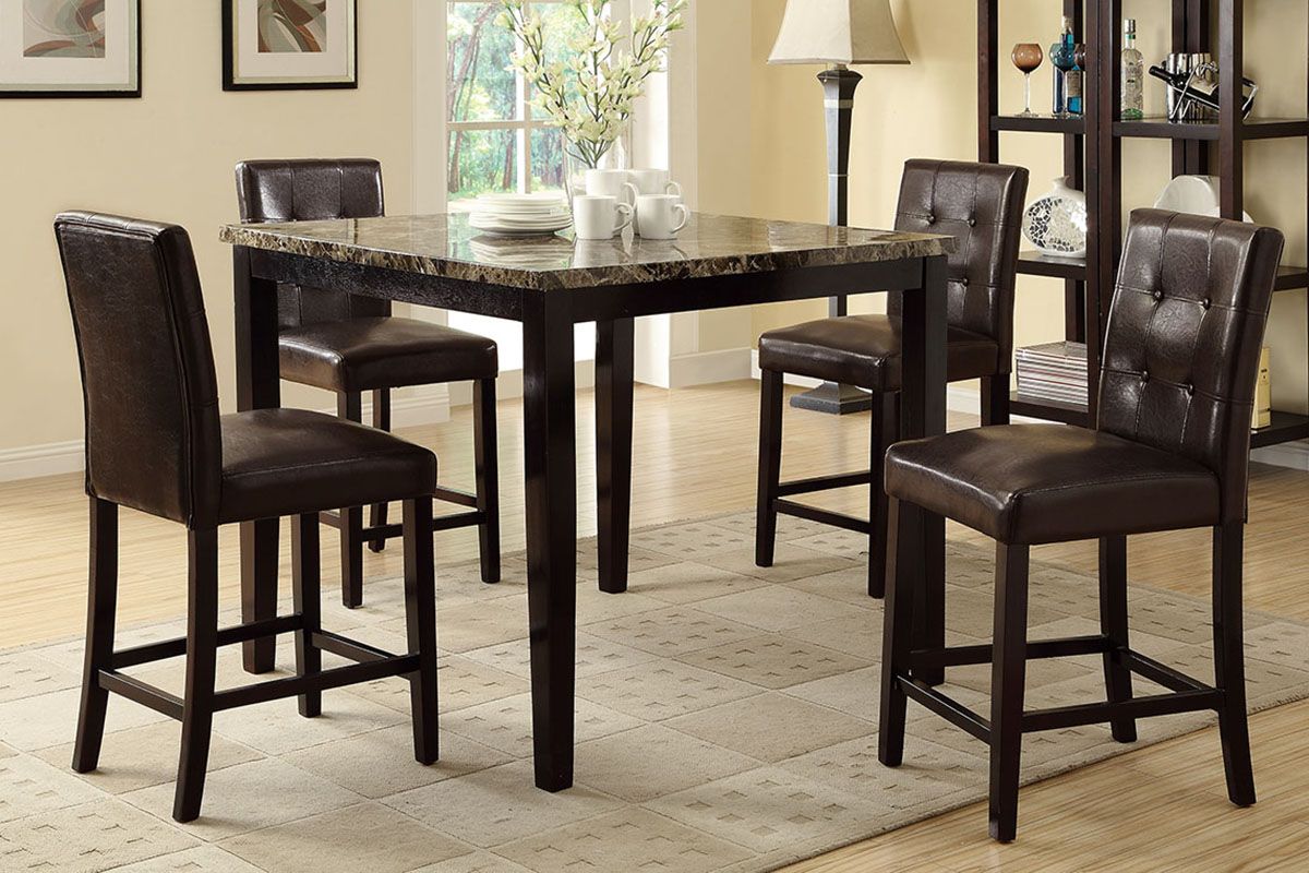 Avery Faux Marble Top Pub Table Set
