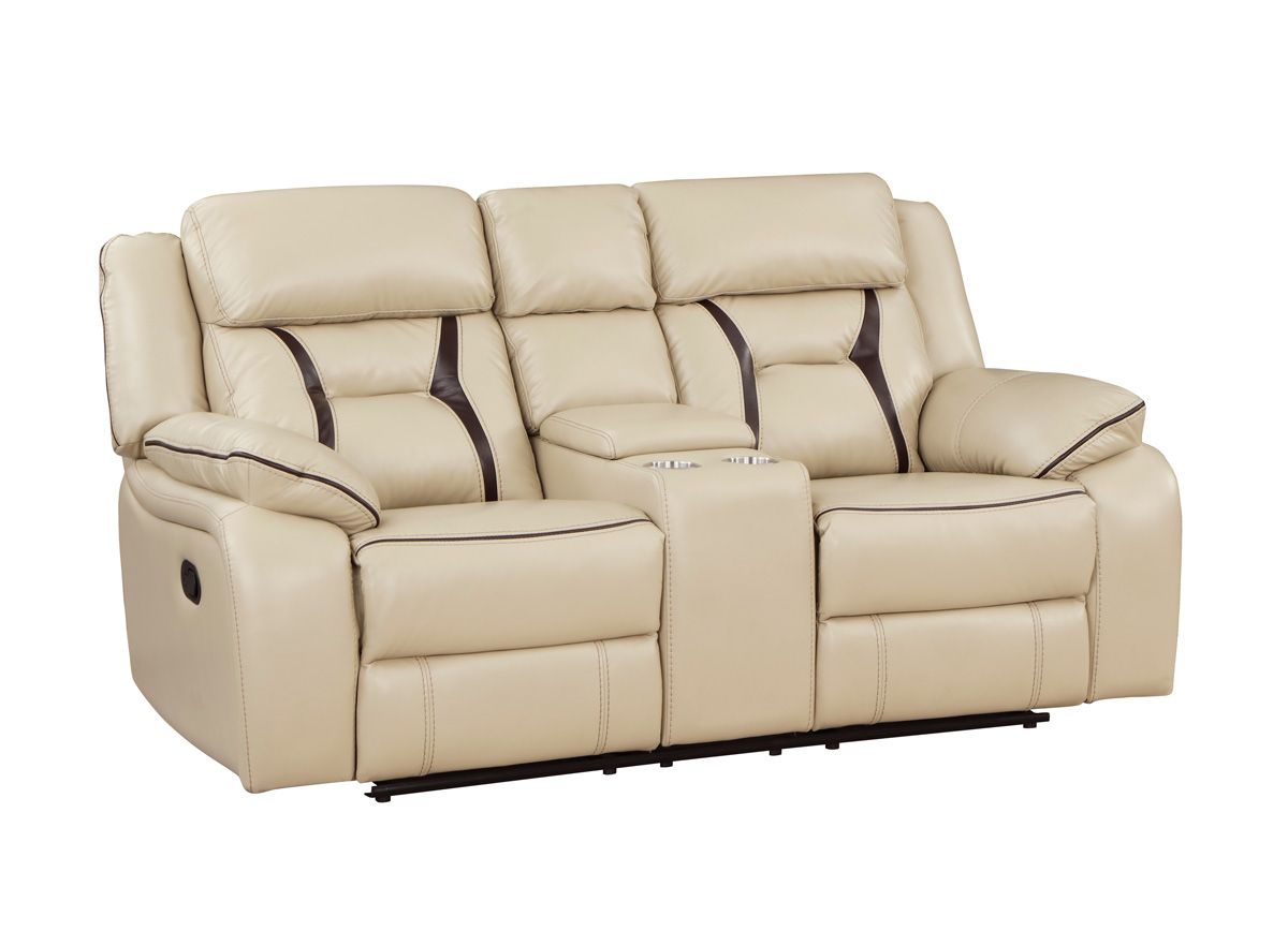 Aviator Beige Leather Recliner Loveseat