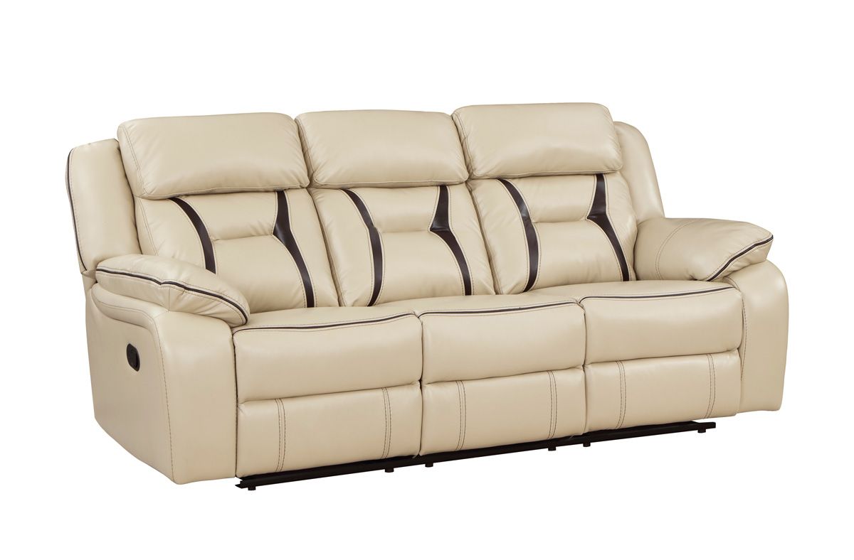 Aviator Beige Leather Recliner Sofa