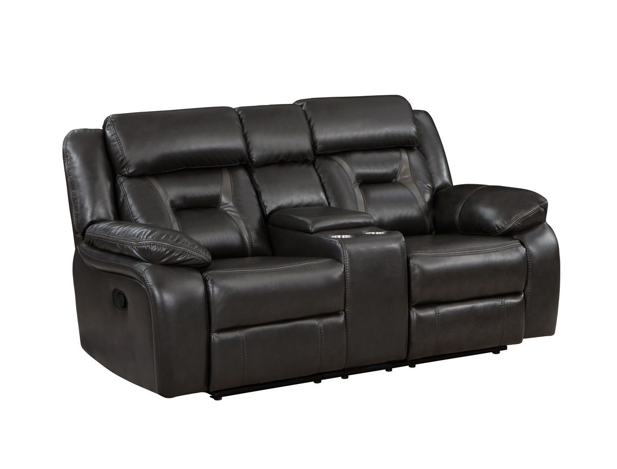 Aviator Grey Leather Recliner Loveseat