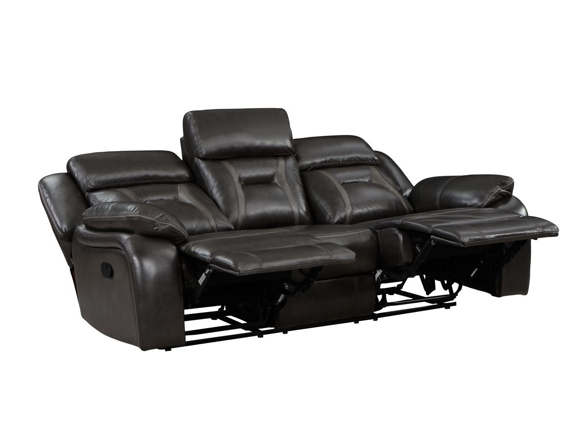 Aviator Grey Leather Recliner Sofa Open