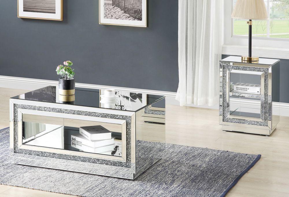 Axel Mirrored Coffee Table With Crystals