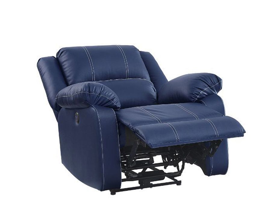 Alex Navy Blue Leather Recliner Chair