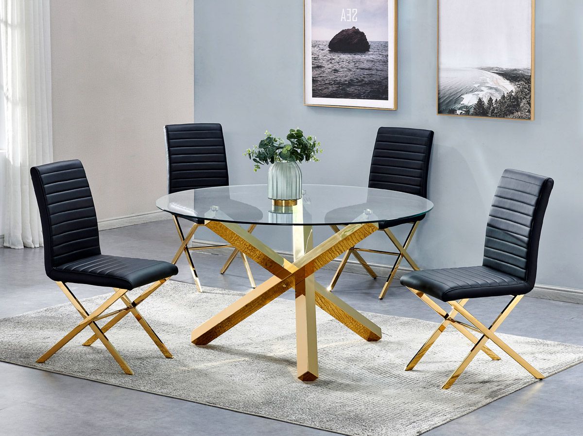 Axis Gold Finish Dining Table Set