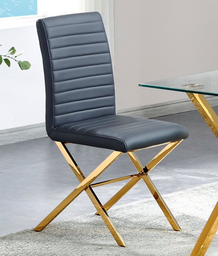 Xavia Grey and Gold Finish Dining Chairs