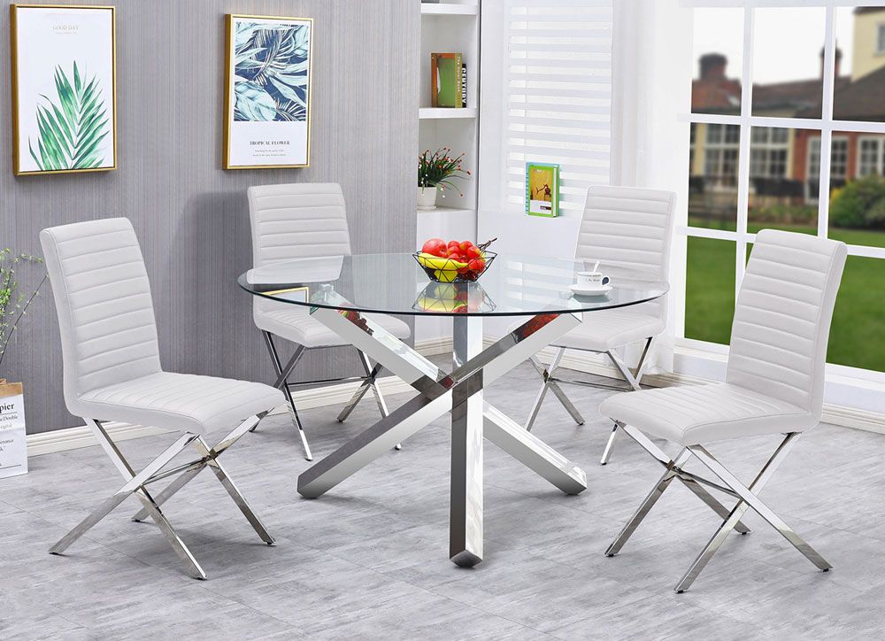 Axis Round Glass Dining Table Set