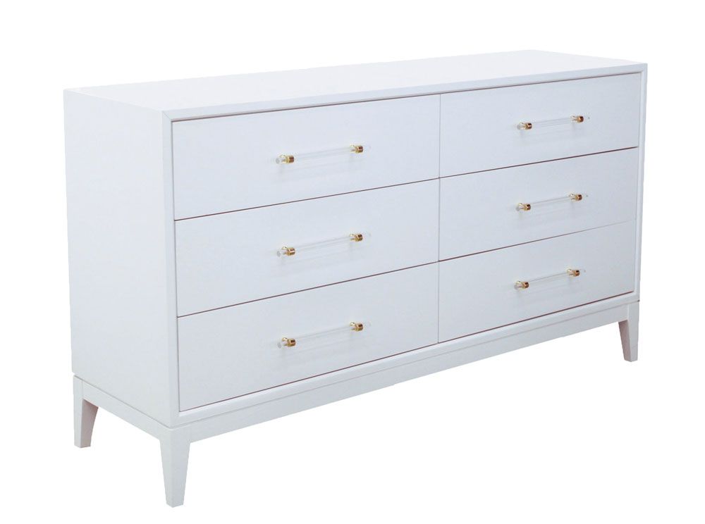 Azura White Dresser With Acrylic Knobs