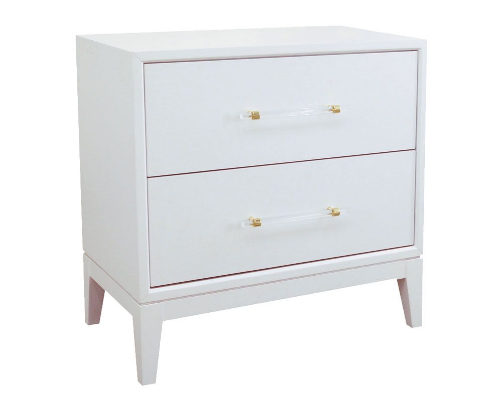 Azura White Night Stand With Acrylic Knobs