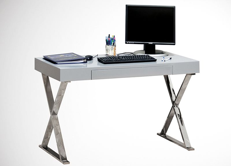 Roreti White Lacquer Finish Computer Desk