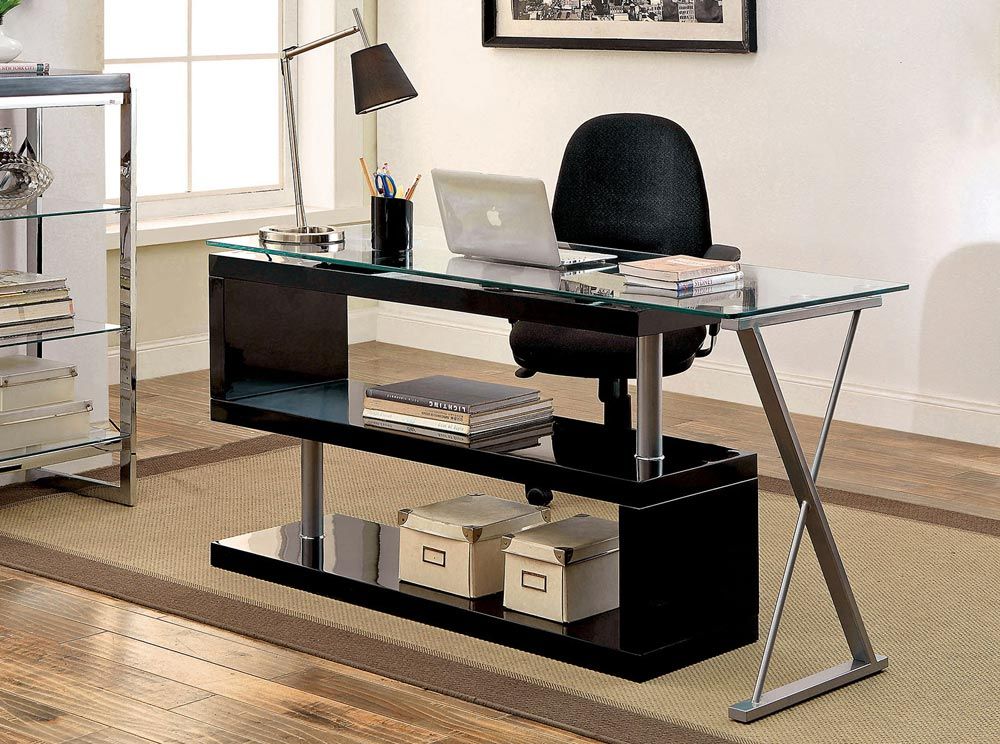 Baden Black Lacquer Home Office Desk