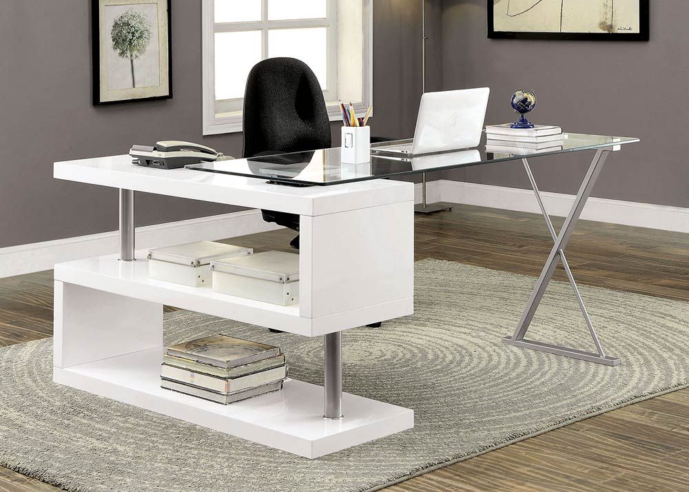Baden White Lacquer Swivel Desk