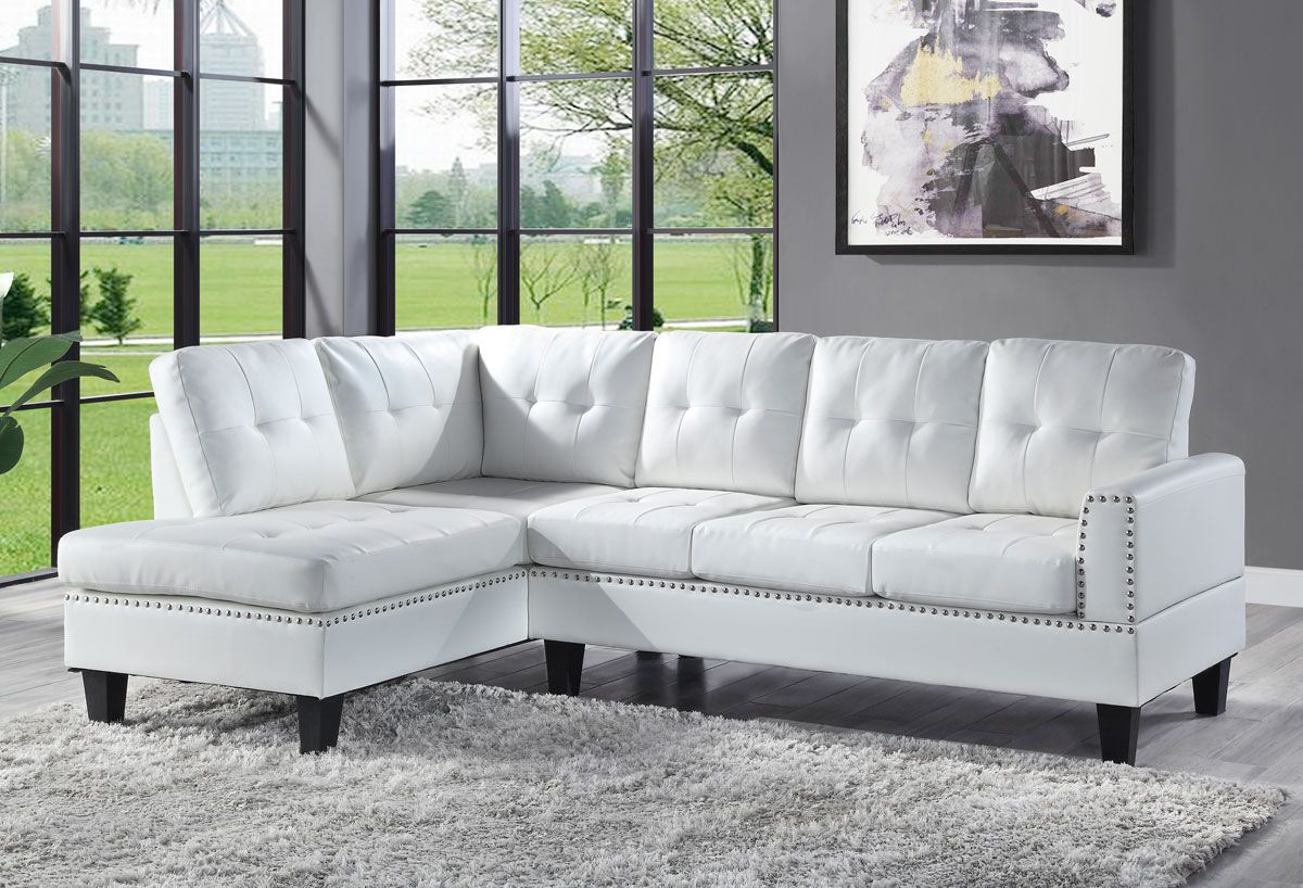 Bailey White Leather Sectional Sofa