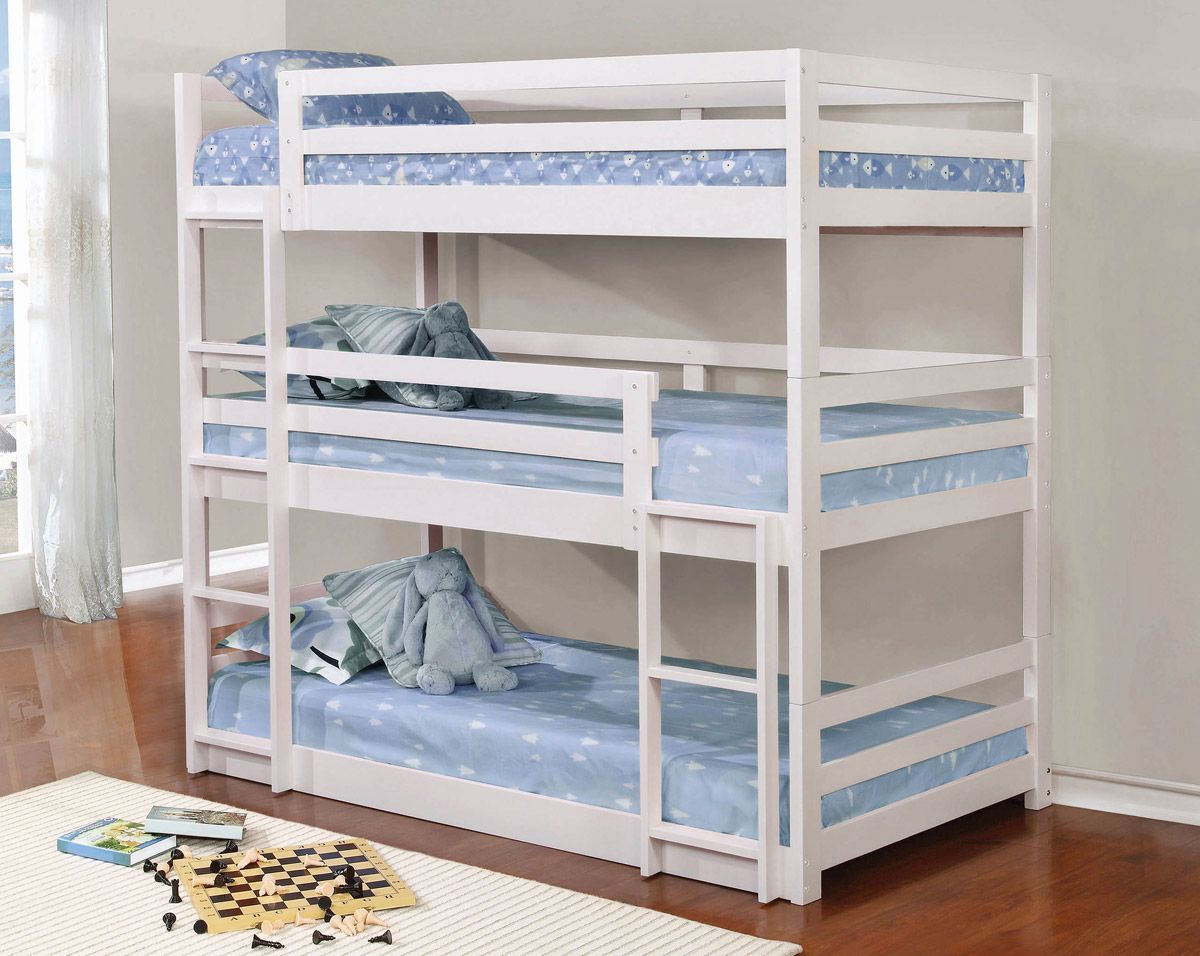 Baligio White Triple Twin Bunkbed