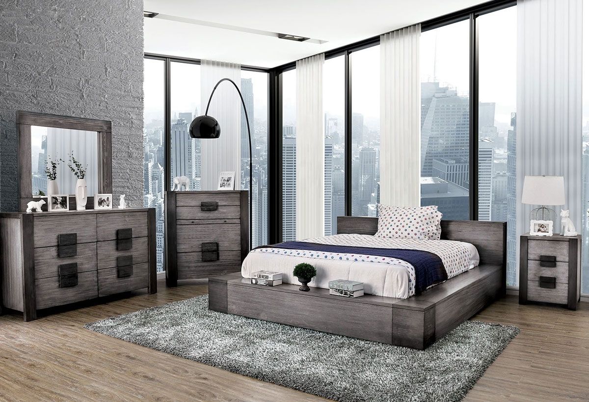 Bambi Rustic Gray Platform Bed