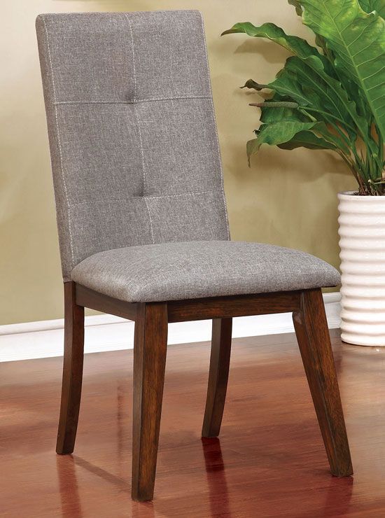 Bardolf Grey Linen Upholstered Chair,Bardolf Round Table Set Walnut Finish