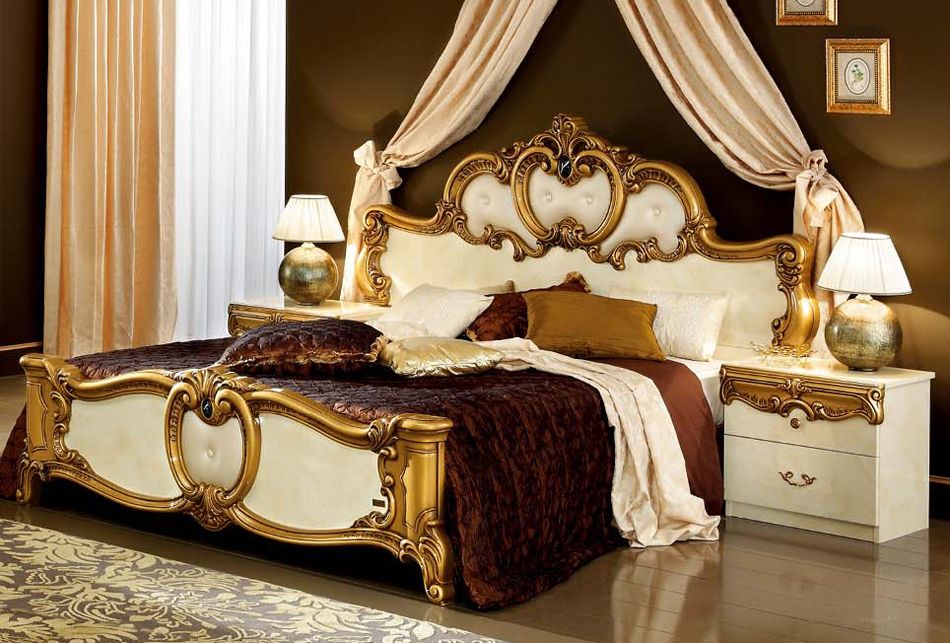 Barocco Ivory and Gold Bed
