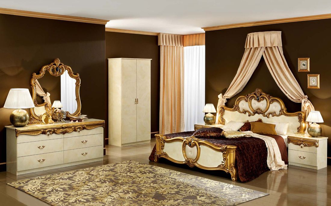 Barocco Ivory and Gold Bedroom Set