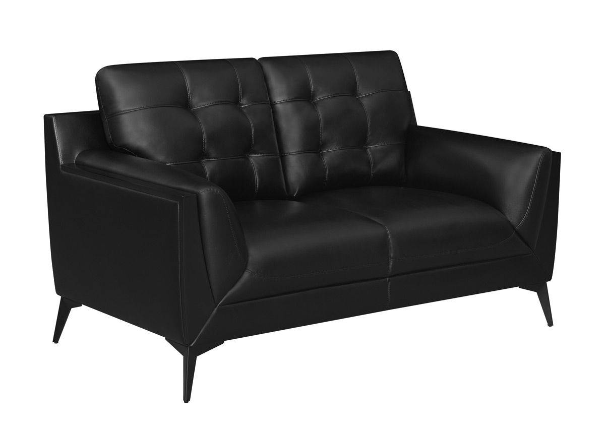 Bavaria Black Leather Loveseat