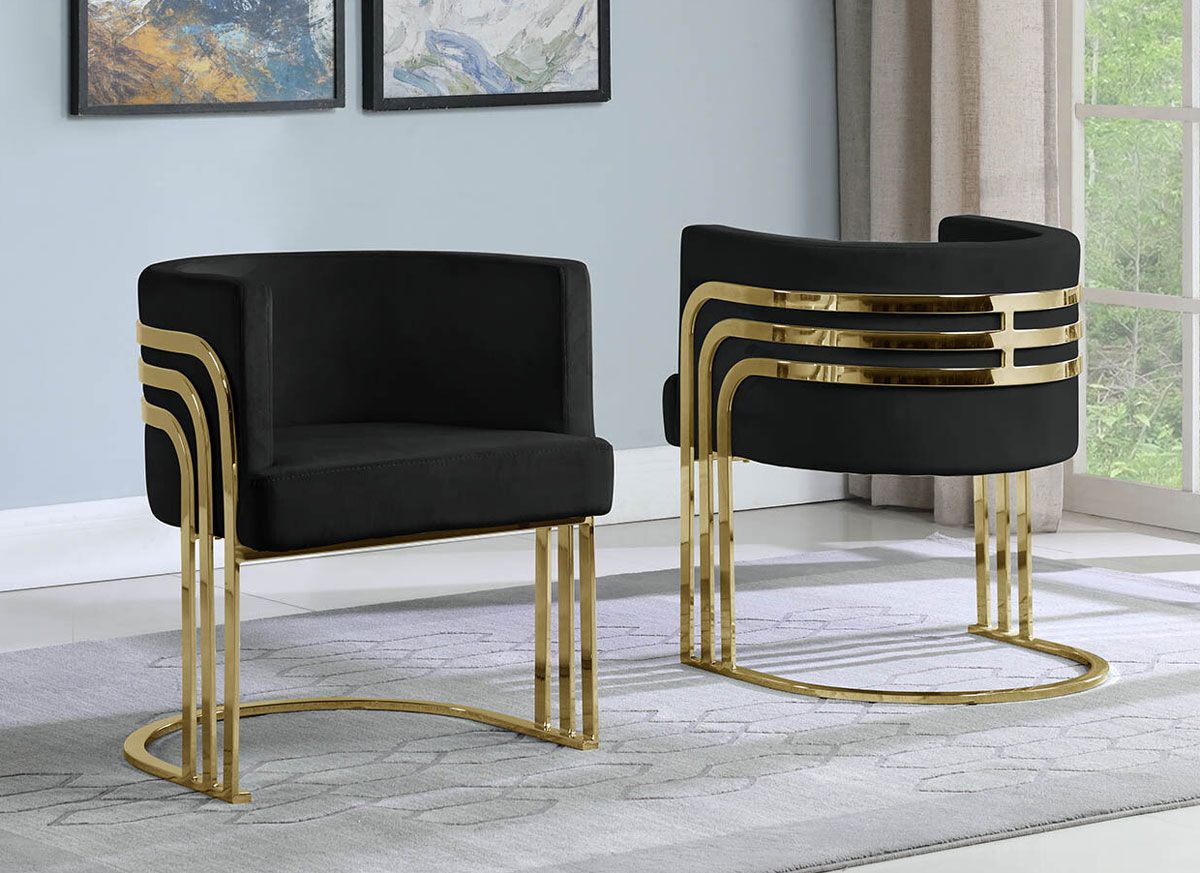 Beacon Black Velvet Gold Dining Chair