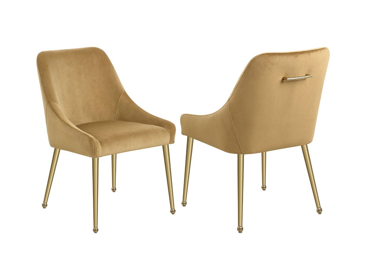 Beatrix Cognac Velvet Dining Chairs