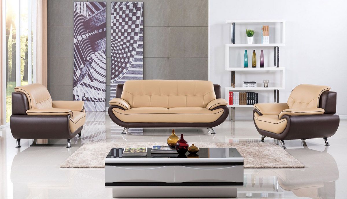 Beca Two Tone Leather Sofa Set