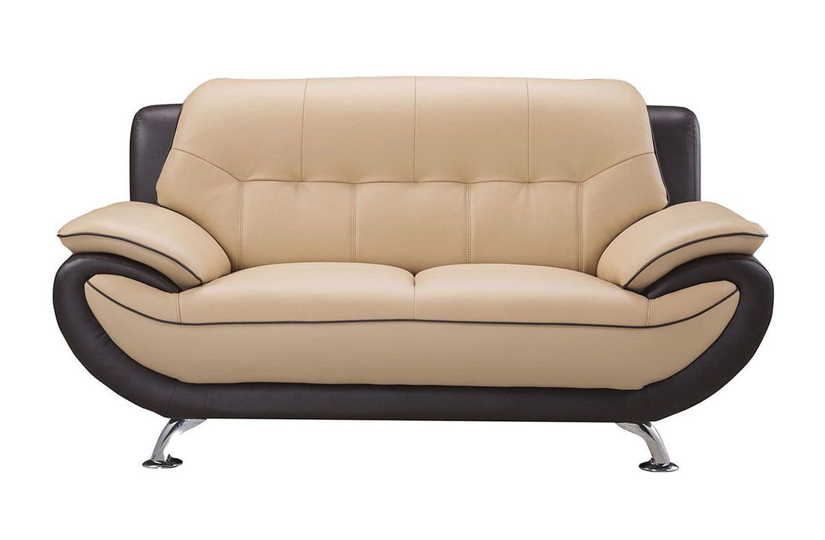 Beca Two Tone Genuine Leather Loveseat