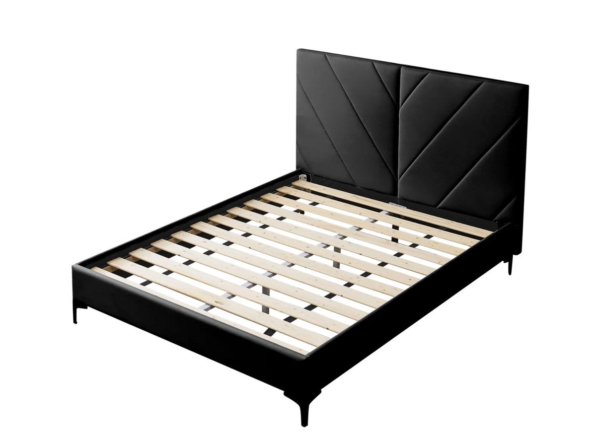 Beckley Black Leather Modern Bed