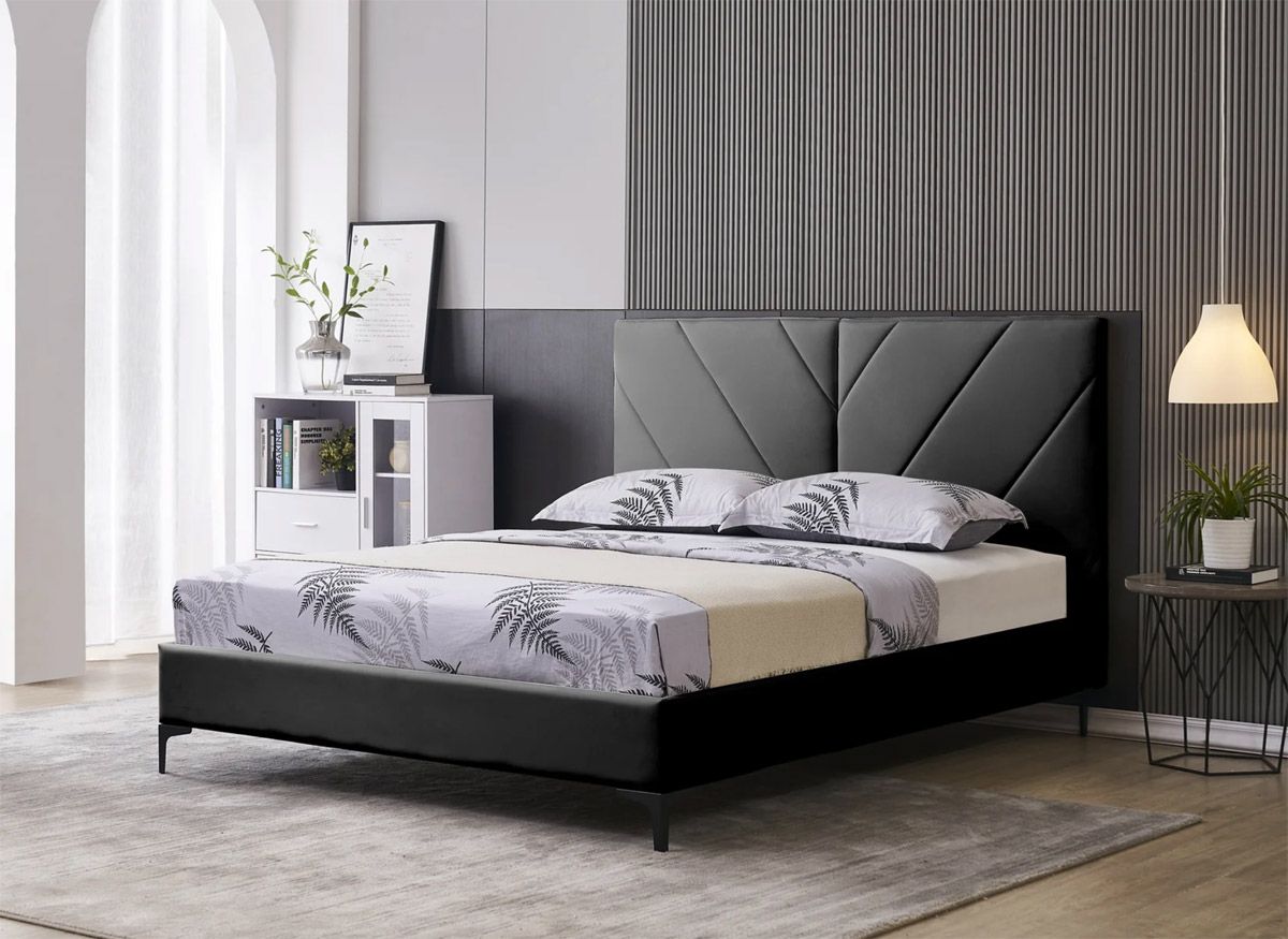 Beckley Black Leather Platform Bed