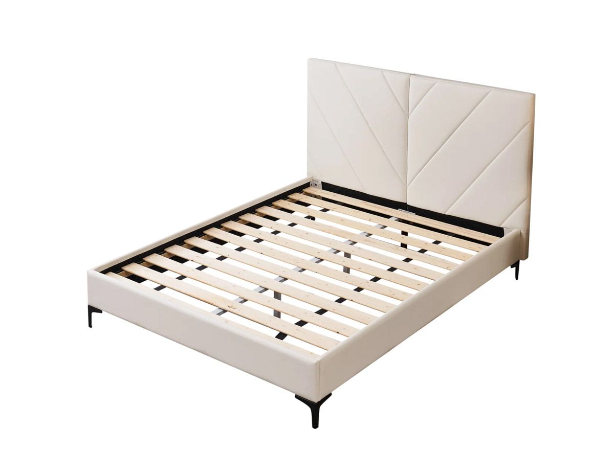 Beckley White Leather Modern Bed