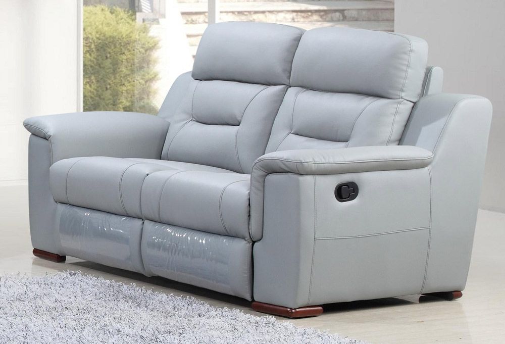 Becky Grey Leather Recliner Love Seat