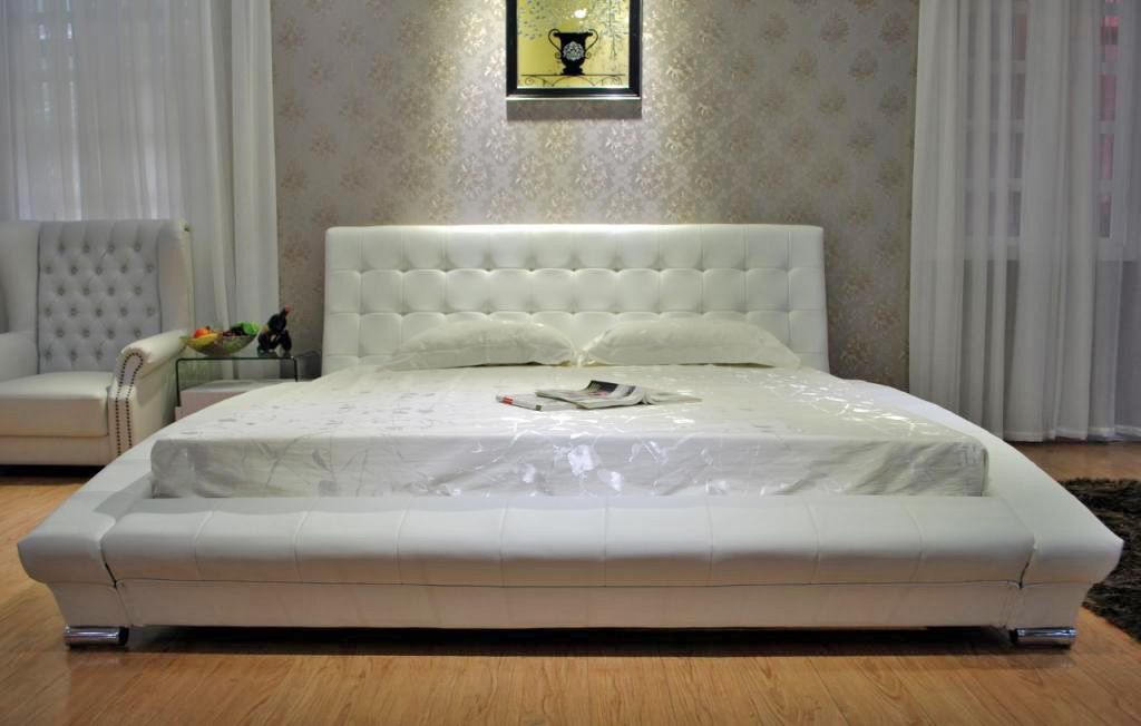 Belaire White Leather Bed