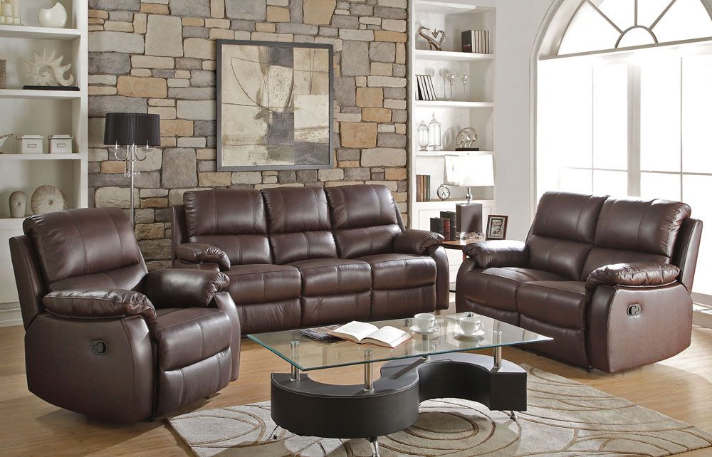 Beldan Brown Leather Recliner Sofa