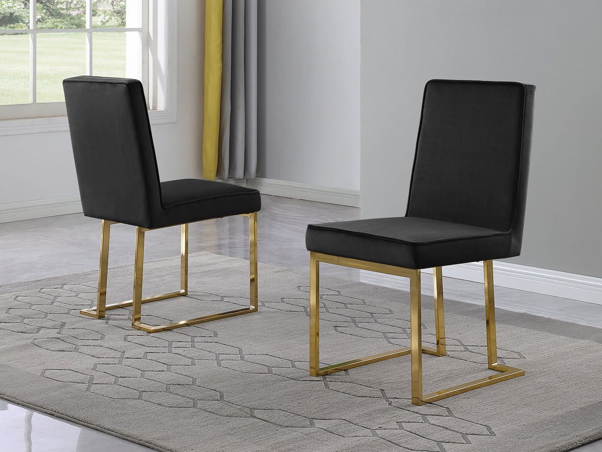 Belem Black Velvet Dining Chairs Gold