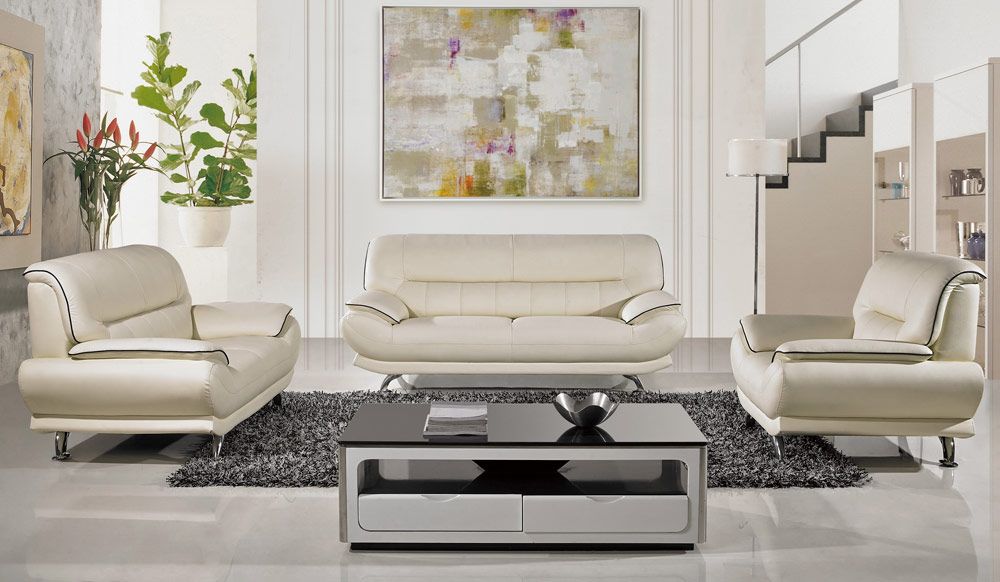 Bella Ivory Leather Living Room Set