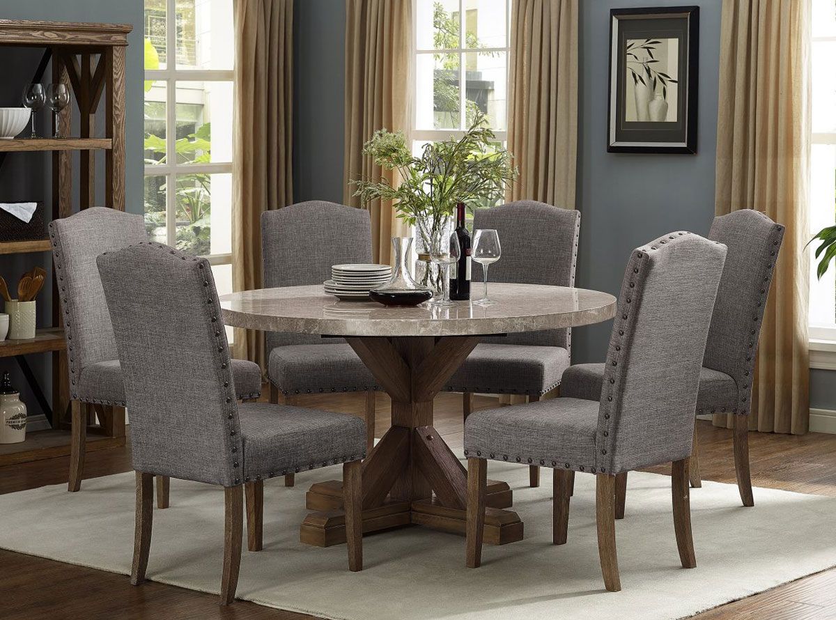 Bellegarde Round Marble Top Dining Table Set