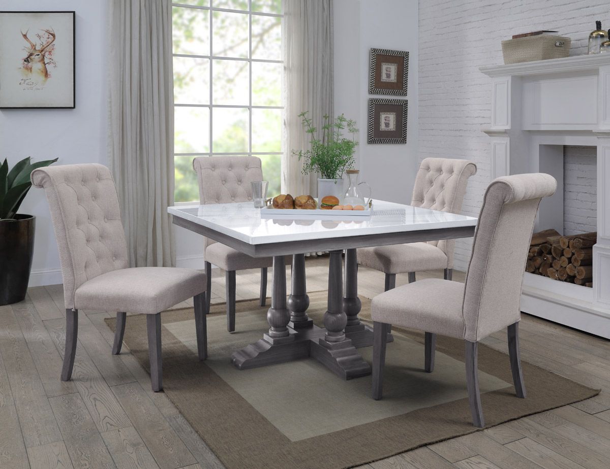 Belleview Square Marble Top Dining Table Set