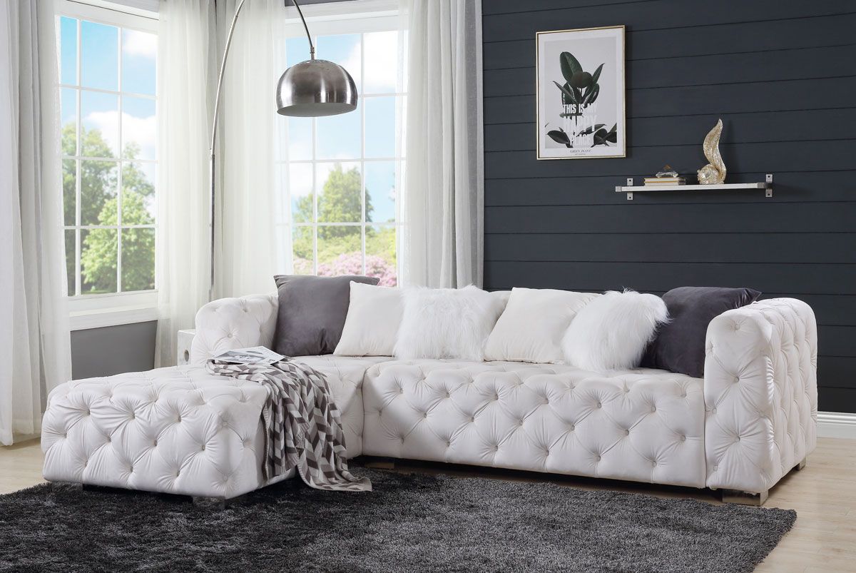 Belmont Tufted Beige Velvet Sectional