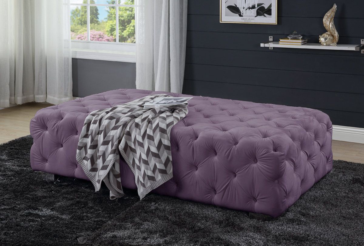 Belmont Tufted Purple Velvet Ottoman