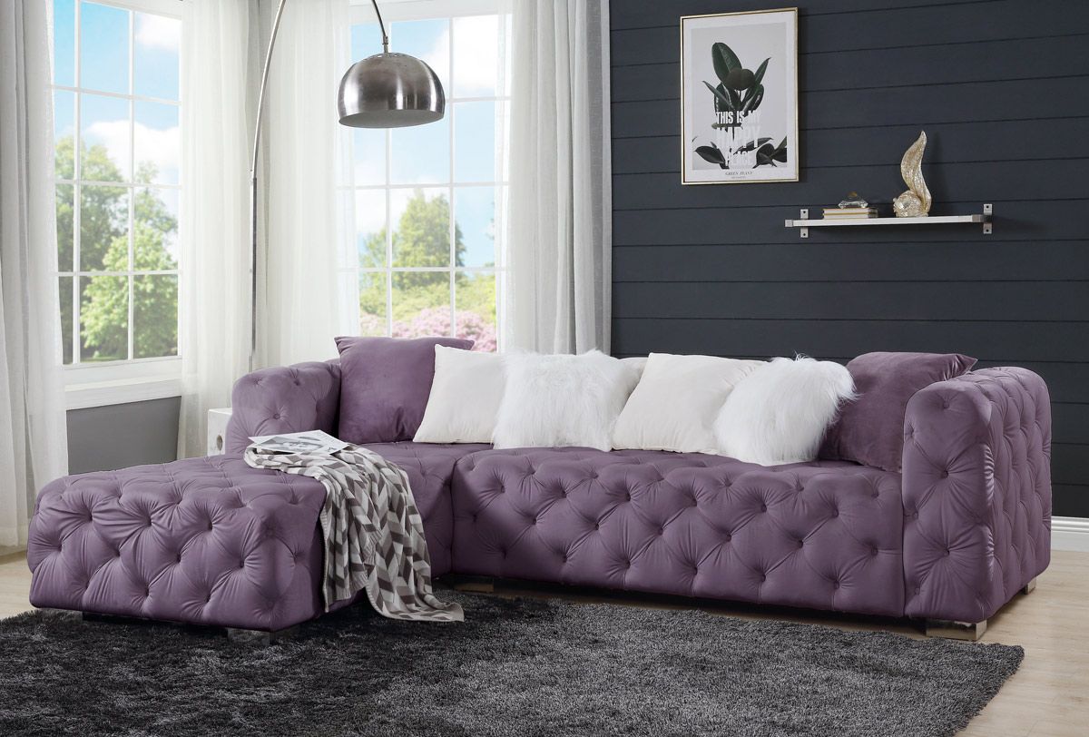 Belmont Tufted Purple Velvet Sectional