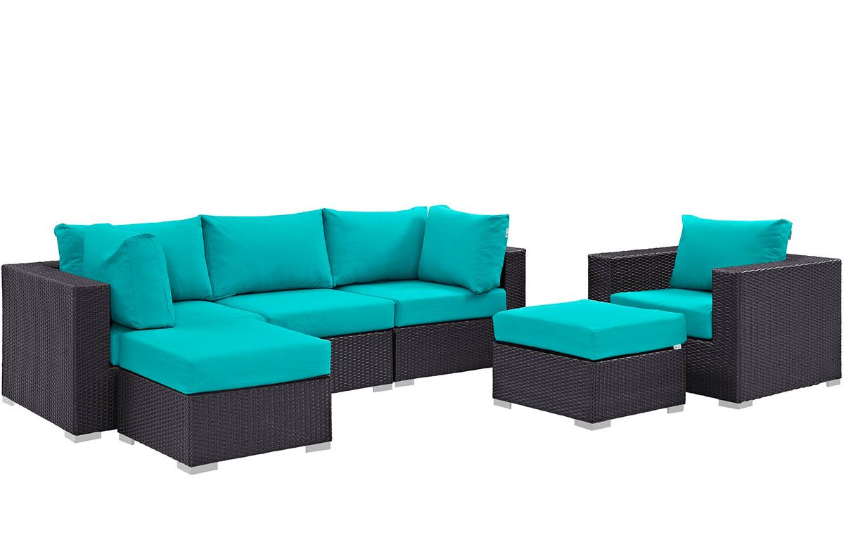 Belvedere Turquoise Patio Modular Sectional Set