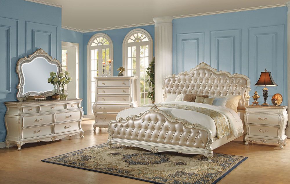 Bencivenni Pearl White Classic Bedroom Furniture