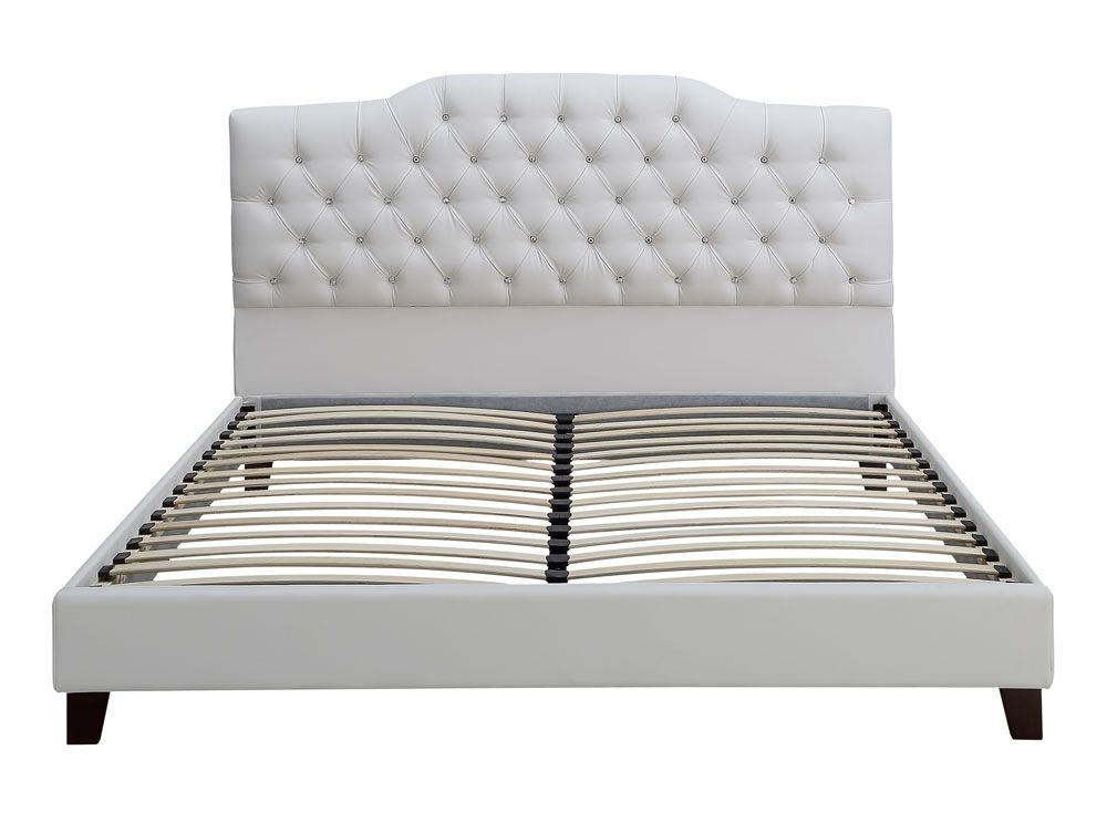 Benet White Leather Bed